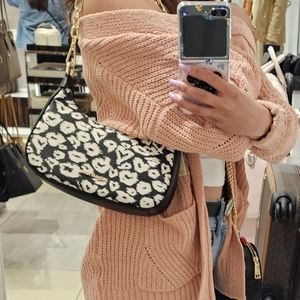 MK Michael Kors Cora Medium Leopard Black Multi Shoulder Bag Rare Animal Print